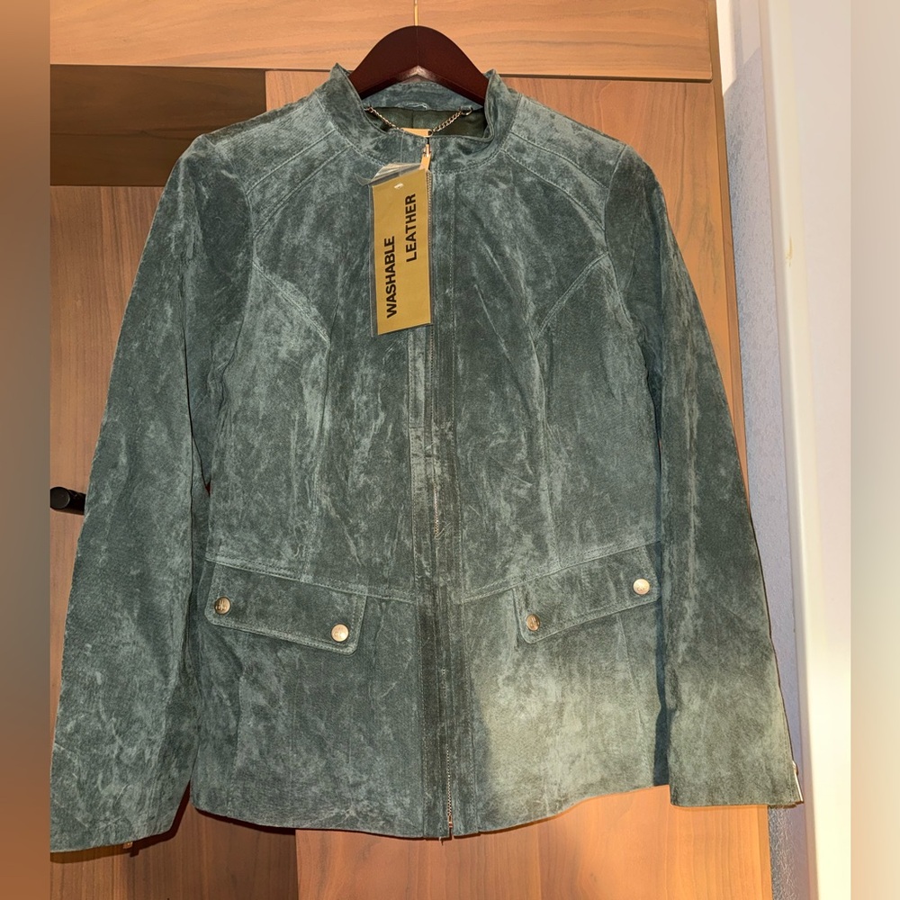 Dennis Basso Washable Leather Suede Jacket